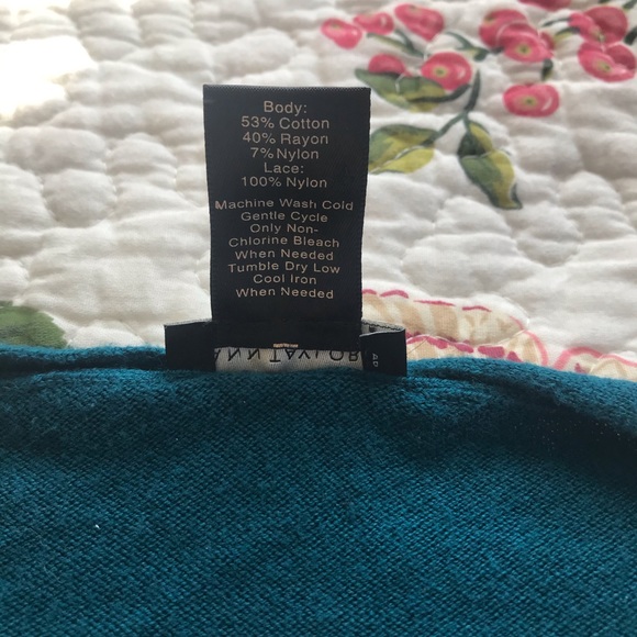 Ann Taylor Teal Lace Trim Sweater Size Medium - Picture 4 of 7